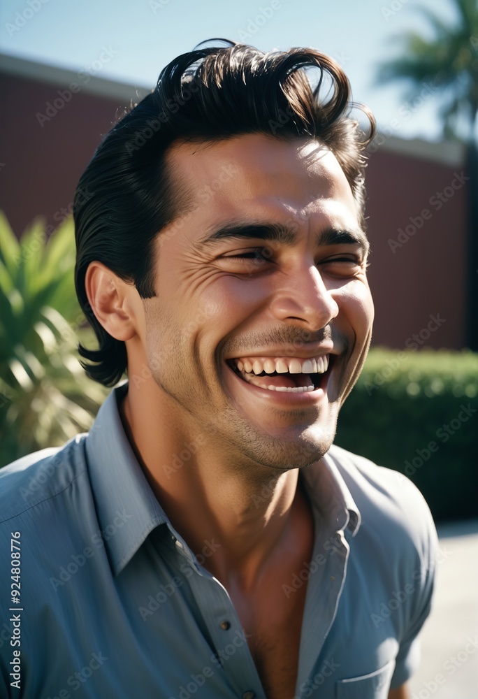 Attractive laughing guy having fun smiling happy Attractive laughing guy having fun smiling happy