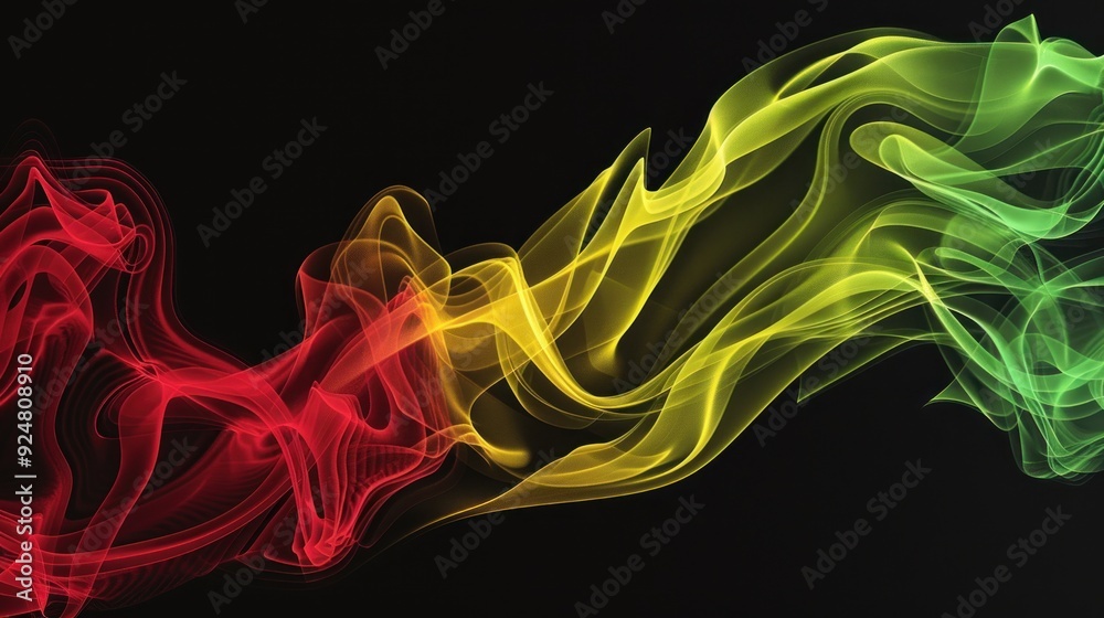 Abstract Red, Yellow, and Green Smoke on Black Background Abstract Red, Yellow, and Green Smoke on Black Background