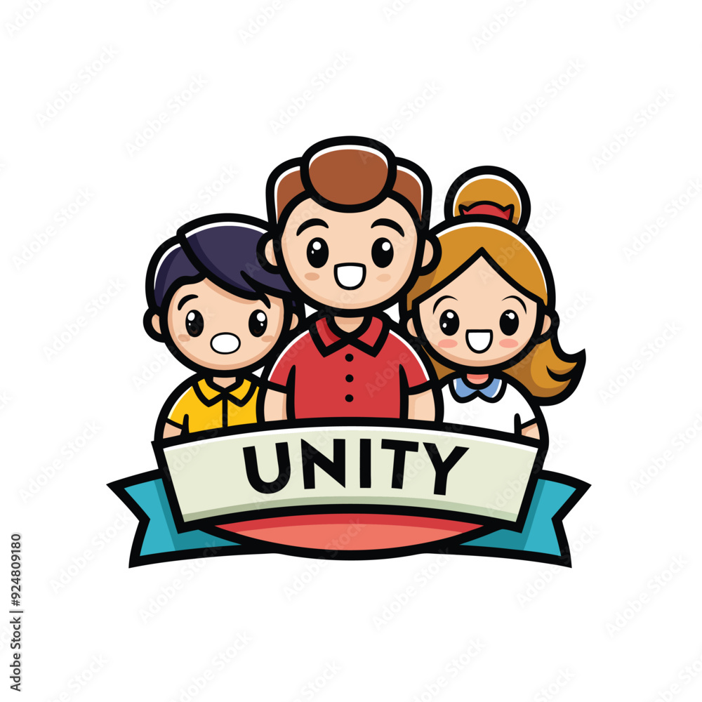 Vibrant illustration showcases a diverse and cheerful group of cartoon people with sad faces, unity and friendship concept with unity text Vibrant illustration showcases a diverse and cheerful group of cartoon people with sad faces, unity and friendship concept with unity text