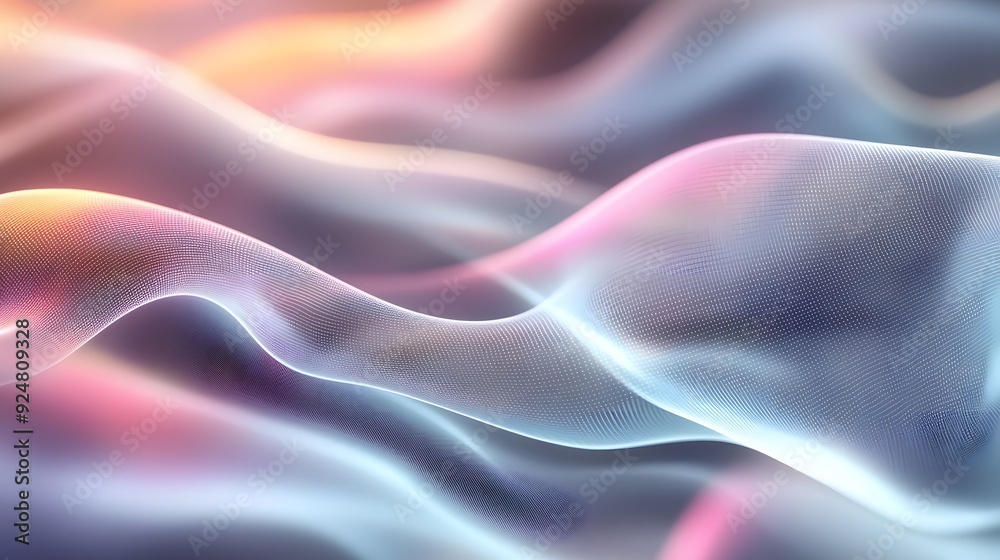 Obraz premium 34. Abstract waves of light and shadow with a holographic quality, displayed on a transparent background