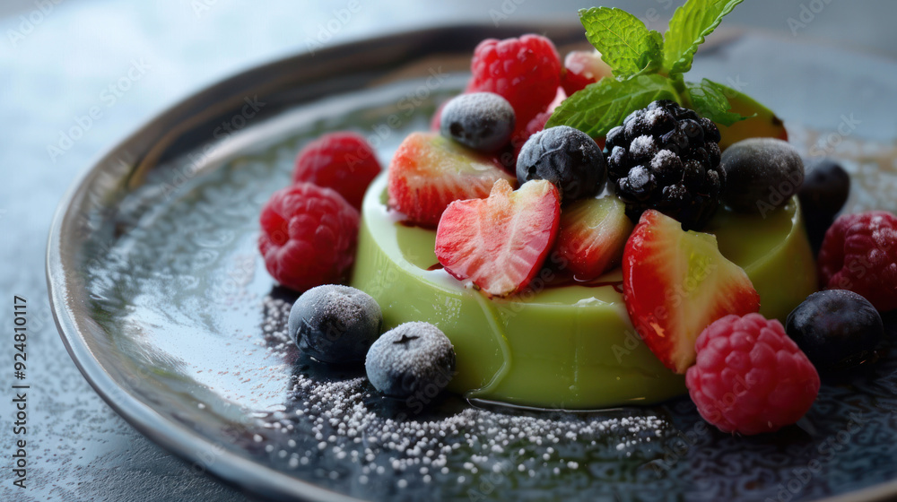 Matcha Panna Cotta With Fresh Fruit Matcha Panna Cotta With Fresh Fruit