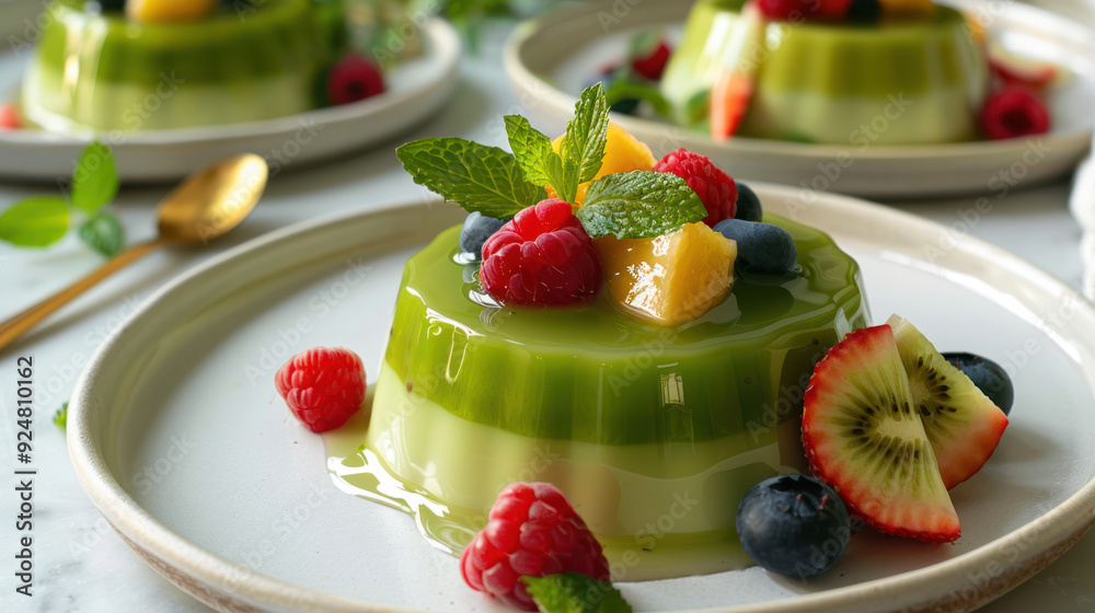 Matcha Panna Cotta With Fresh Fruit Matcha Panna Cotta With Fresh Fruit