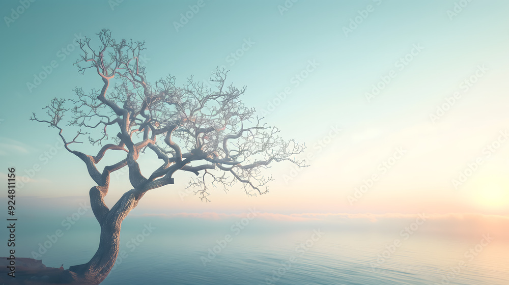 Single dry tree on the top of the mountain against the background of the daytime sky Single dry tree on the top of the mountain against the background of the daytime sky
