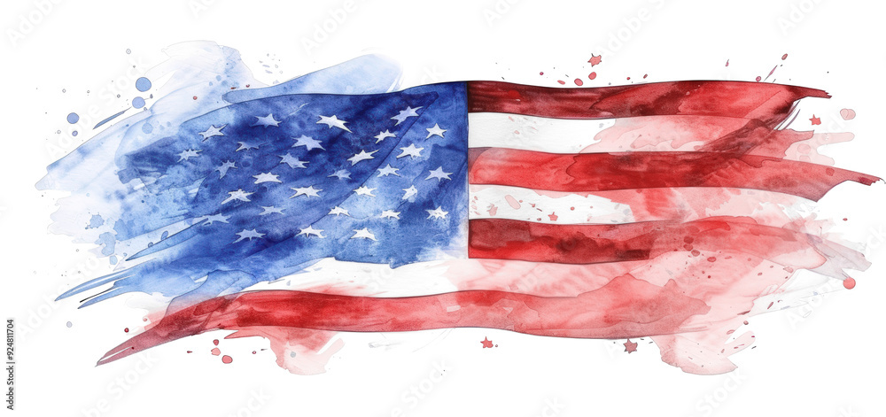 A vibrant, abstract interpretation of the American flag, rendered in bold red and blue hues against A vibrant, abstract interpretation of the American flag, rendered in bold red and blue hues against