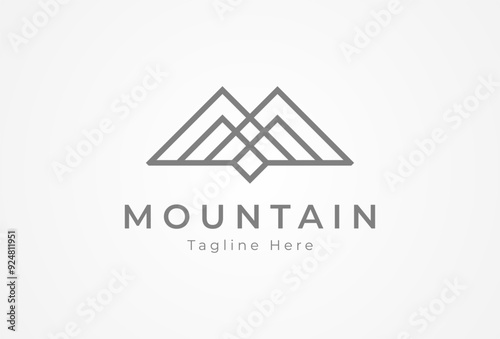 initial Letter M Mountain  logo, letter M with mountain  combination, usable for brand and company logos, logo design template element, vector illustration