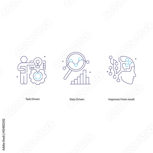 Machine Learning Solutions Vector Icon Set with Editable Stroke, AI, advanced algorithms, data insights, neural networks, artificial intelligence, automation tools,