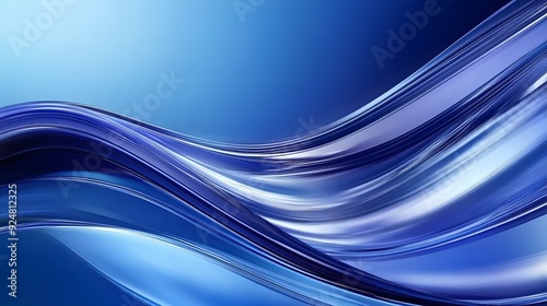 Blue Background 3D Glass Curves Gradient Minimalist Design Abstract Shapes Speed Technology High Details Quality