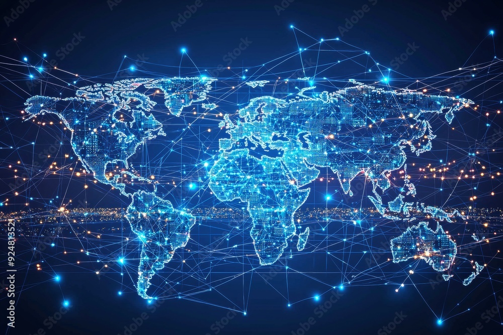 Global Digital Business Network Connection Illustration created with Generative AI Global Digital Business Network Connection Illustration created with Generative AI