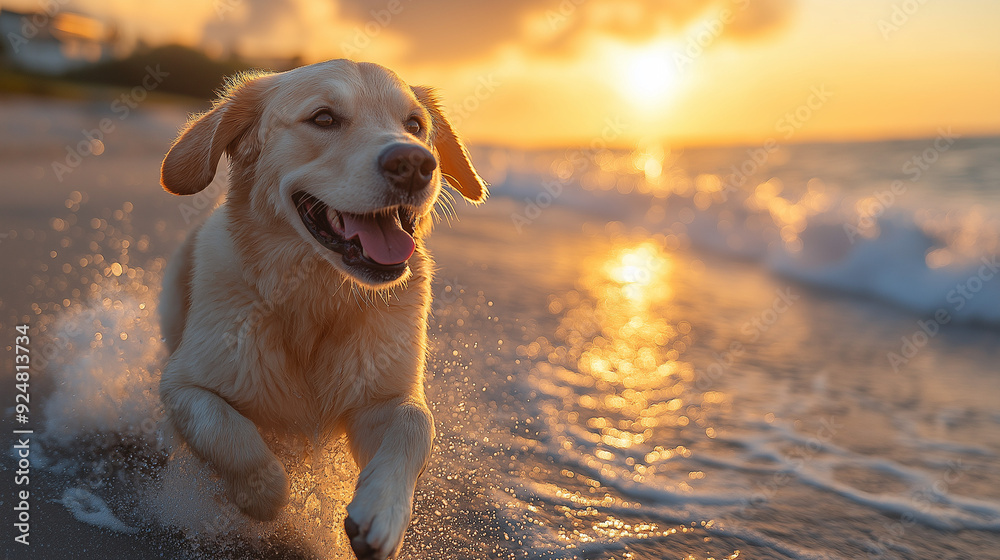 ビーチで走る犬 ビーチで走る犬