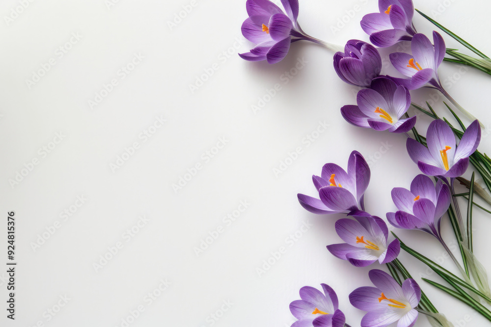 Purple Crocuses on White Background Purple Crocuses on White Background