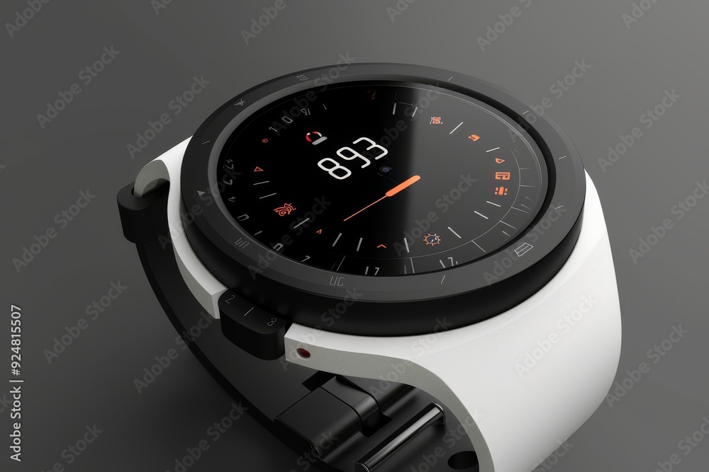 smart watch with red light on the face, An aesthetic and minimalist design of digital smartwatch with health tracking features smart watch with red light on the face, An aesthetic and minimalist design of digital smartwatch with health tracking features