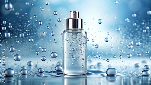 Concept Skin Care Cosmetics Solution Water Drops 3 A close-up shot of water drops on a bottle of skincare solution