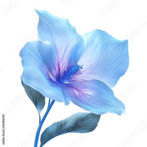 Bioluminescent Flower in Stunning Detail on Plain White Transparent Background PNG