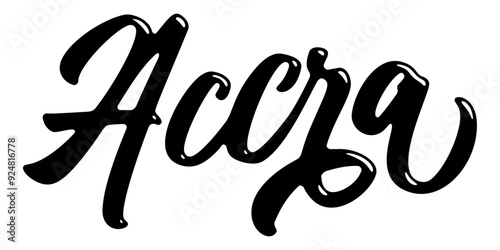 Tableau sur toile Accra city name written in street art-style liquid brush script lettering