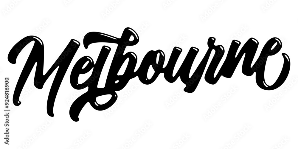 Fototapeta premium Melbourne city name written in street art-style liquid brush script lettering