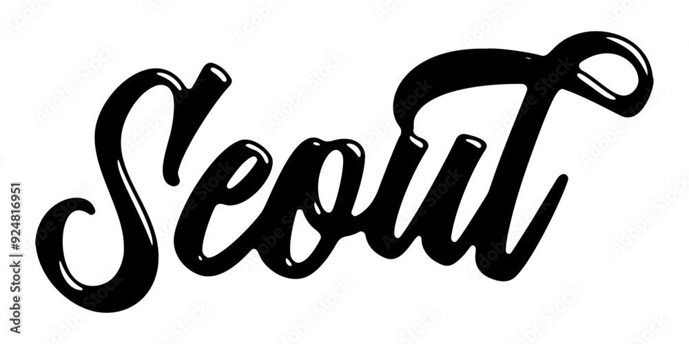 Fototapeta premium Seoul city name written in street art-style liquid brush script lettering