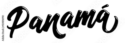 Panamá city name written in street art-style liquid brush script lettering
