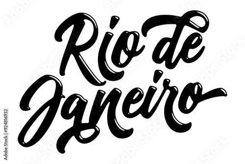 Rio de Janeiro city name written in street art-style liquid brush script lettering