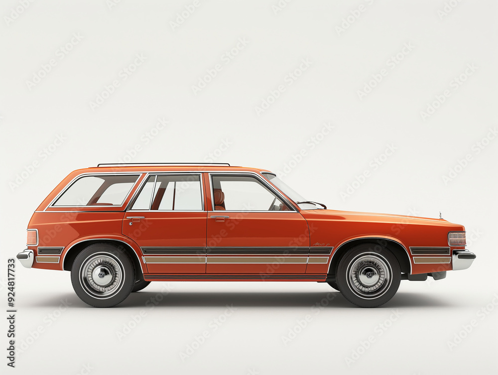 Red wagon car isolated on a white background