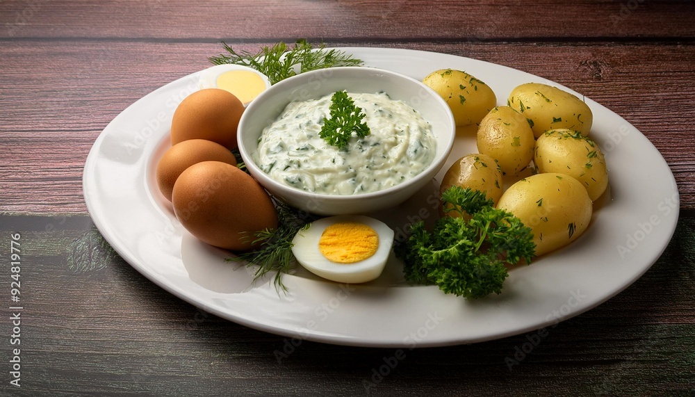 German Frankfurter Green Sauce with eggs and potatoes German Frankfurter Green Sauce with eggs and potatoes