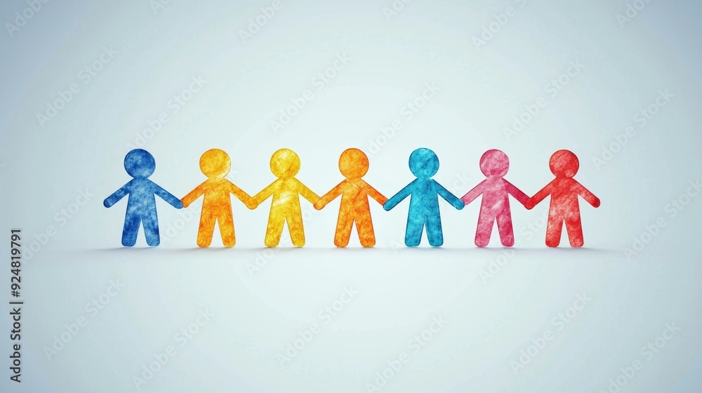 Colorful Paper People Holding