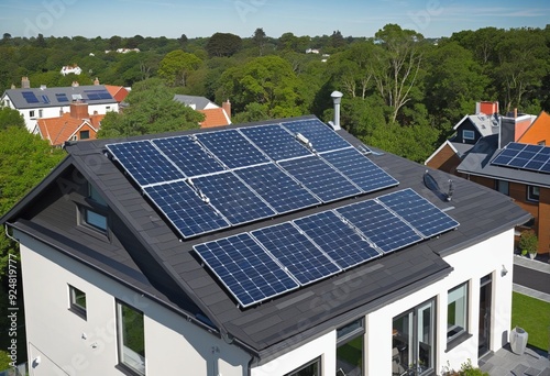 Wallpaper Mural Solar panels on the roof of a modern house Torontodigital.ca