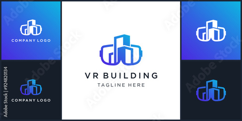 Vector of vr building logo design template, can be used in various media easily, editable