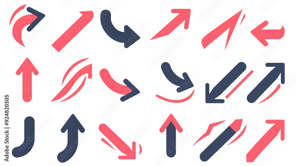 Set of red black mixed arrows Set of red black mixed arrows