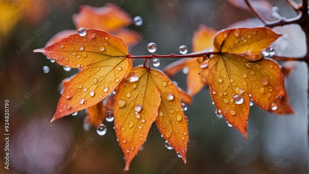 Obraz premium autumn leaves in the rain