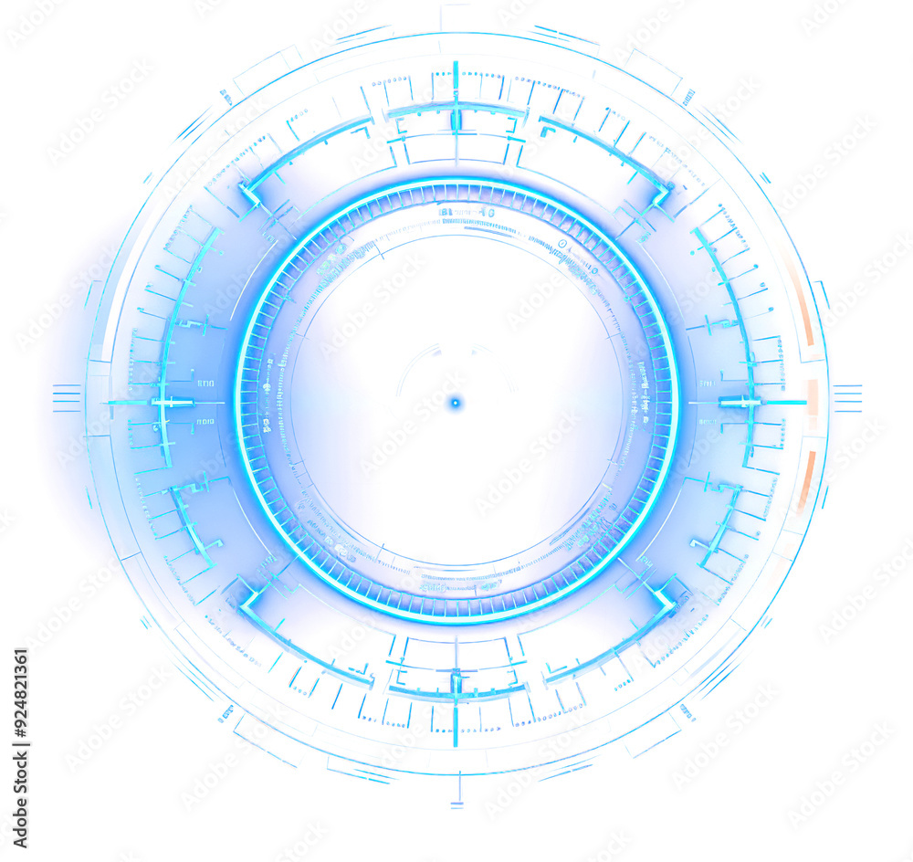 Abstract glowing blue circle with digital interface design. Abstract glowing blue circle with digital interface design.