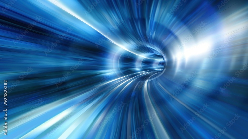 Abstract Motion Blur Through a Blue Tunnel Abstract Motion Blur Through a Blue Tunnel