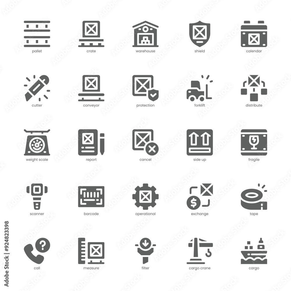 Warehouse icon pack for your website, mobile, presentation, and logo design. Warehouse icon glyph design. Vector graphics illustration and editable stroke. Warehouse icon pack for your website, mobile, presentation, and logo design. Warehouse icon glyph design. Vector graphics illustration and editable stroke.