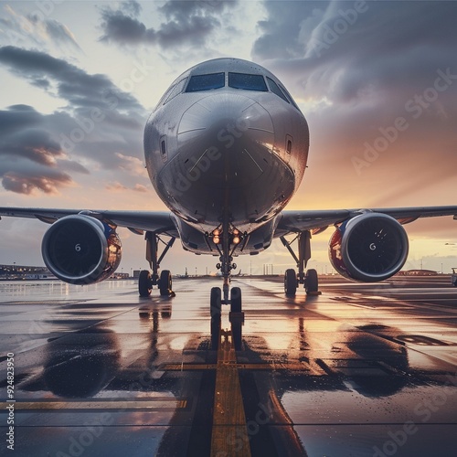 The Airplane is on the runway, Airplane Travel agency background