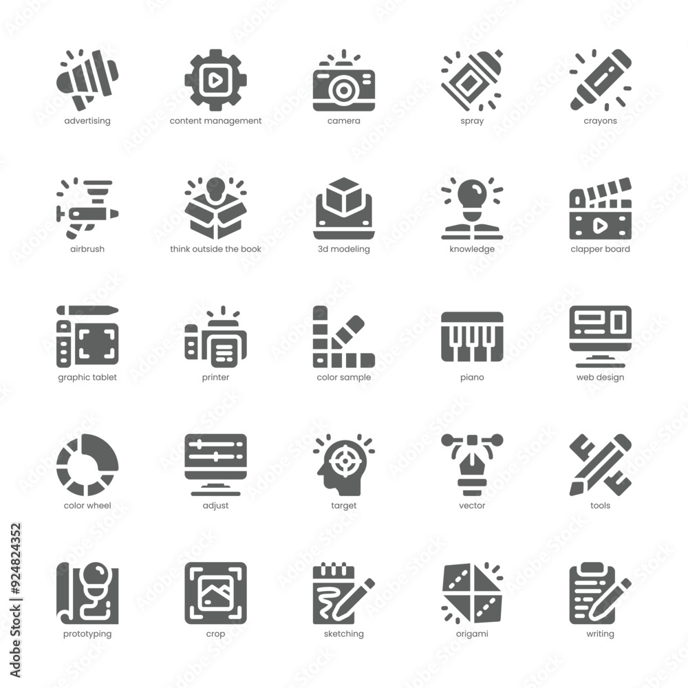 Creative Agency icon pack for your website, mobile, presentation, and logo design. Creative Agency icon glyph design. Vector graphics illustration and editable stroke. Creative Agency icon pack for your website, mobile, presentation, and logo design. Creative Agency icon glyph design. Vector graphics illustration and editable stroke.