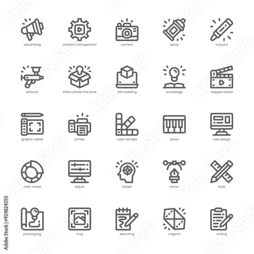 Creative Agency icon pack for your website, mobile, presentation, and logo design. Creative Agency icon outline design. Vector graphics illustration and editable stroke.