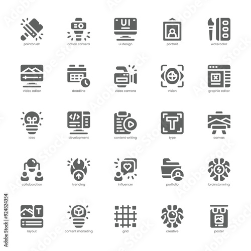 Creative Agency icon pack for your website, mobile, presentation, and logo design. Creative Agency icon glyph design. Vector graphics illustration and editable stroke.