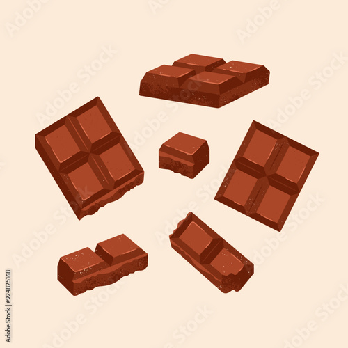 Chocolate bars collection. Retro textured illustration. Vector illustration