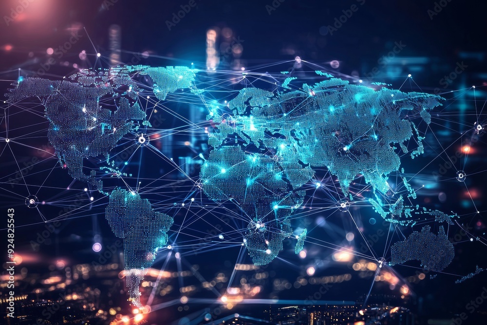Global Digital Business Network Connection Illustration created with Generative AI Global Digital Business Network Connection Illustration created with Generative AI