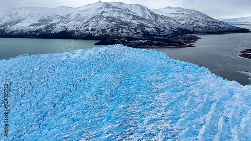 Perito Moreno Glacier At El Calafate In Santa Cruz Argentina. Stunning Landscape. Los Glaciares National Park. Iceberg Background. Perito Moreno Glacier At El Calafate In Santa Cruz Argentina. photo