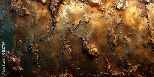 Abstract Art - Textured Painting on Rusty Metal Surface photo