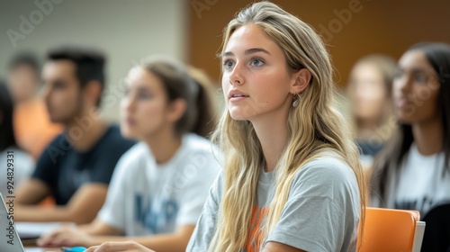 Young Woman Student Listening
