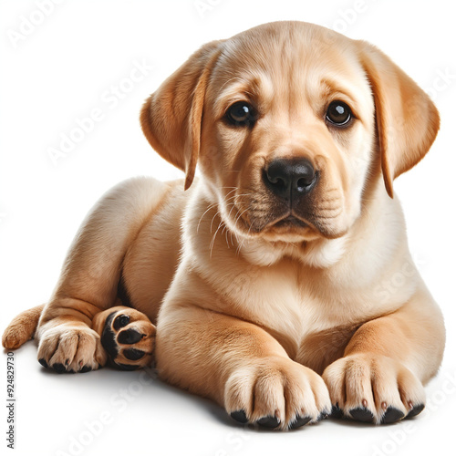 Adorable labrador puppy on a white background