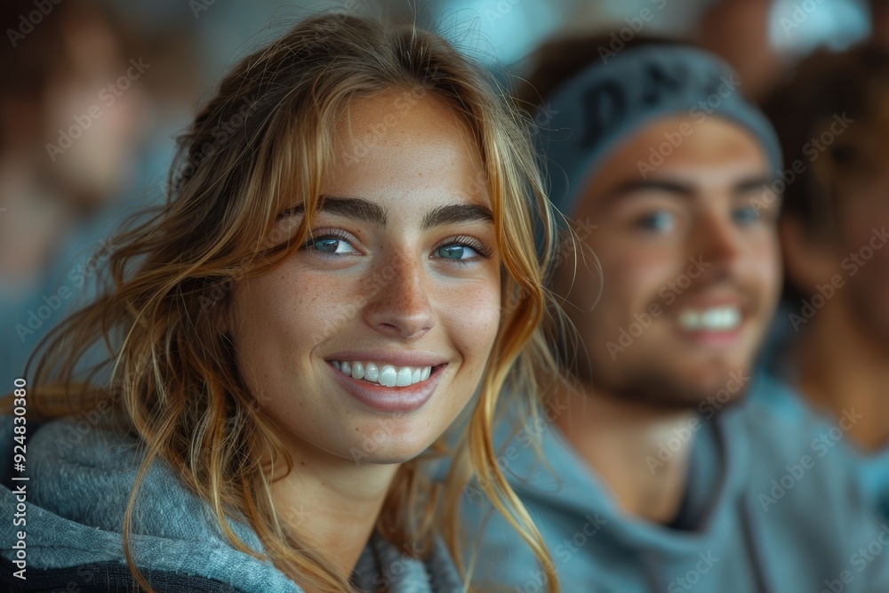Fototapeta premium Effortless beauty and genuine happiness of individuals, focusing on their expressive faces and relaxed settings. The atmosphere is lighthearted and natural