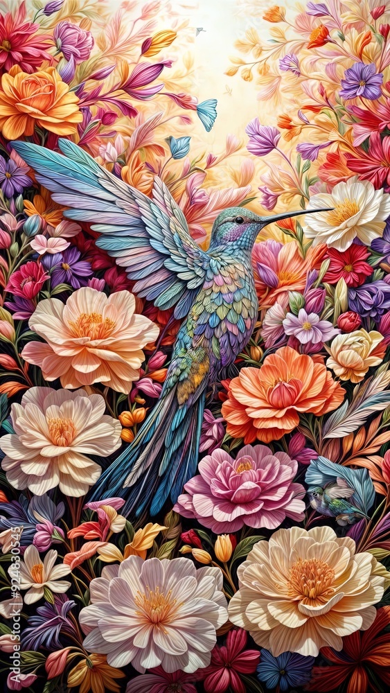 Hummingbird and flowers. Use for wall paper art print and phone cases Hummingbird and flowers. Use for wall paper art print and phone cases