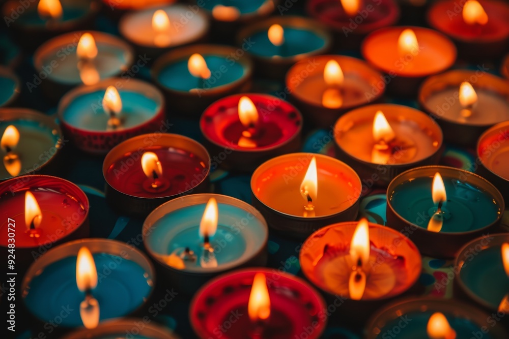 wall with graffiti on it, Brightly lit Diwali candles illuminating the darkness