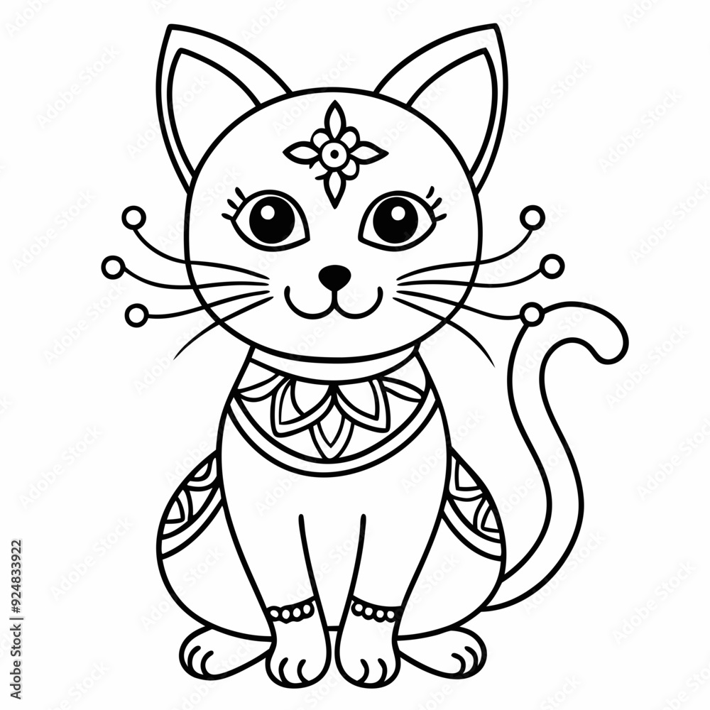 Obraz premium Cat mandalas Coloring page | Animals Mandala Coloring page for kids and Adults