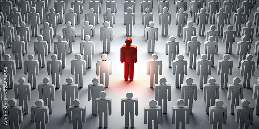 Fototapeta premium A person standing out from a crowd of people