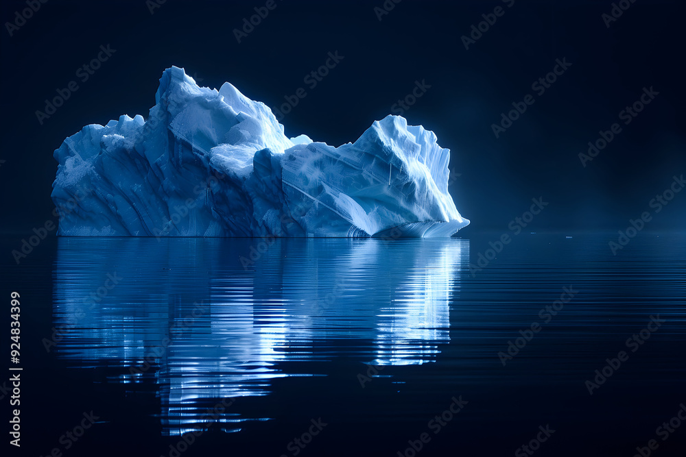 Fototapeta premium Iceberg in the Midnight Sea - A Nighttime Photography