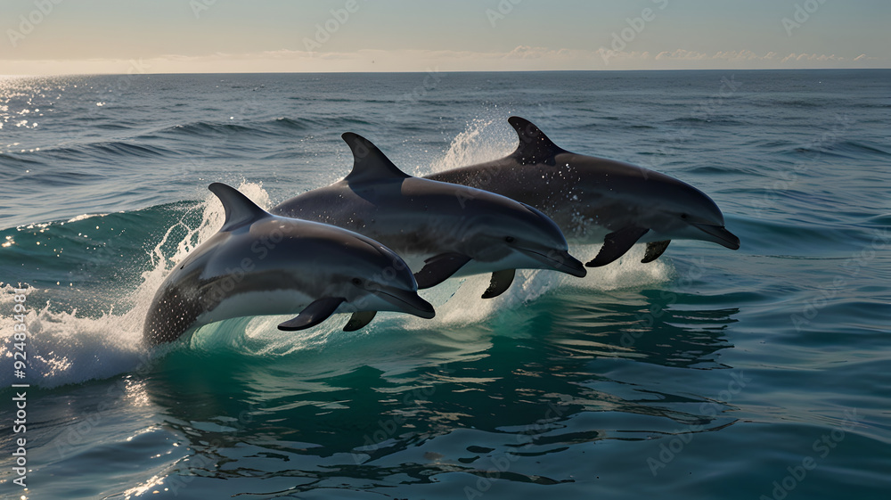 Naklejka premium Ocean's Playful Spirits