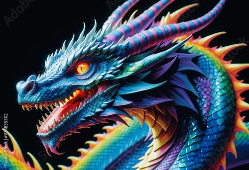 a zany zealous dragon uncoils its vibrant rainbow photo